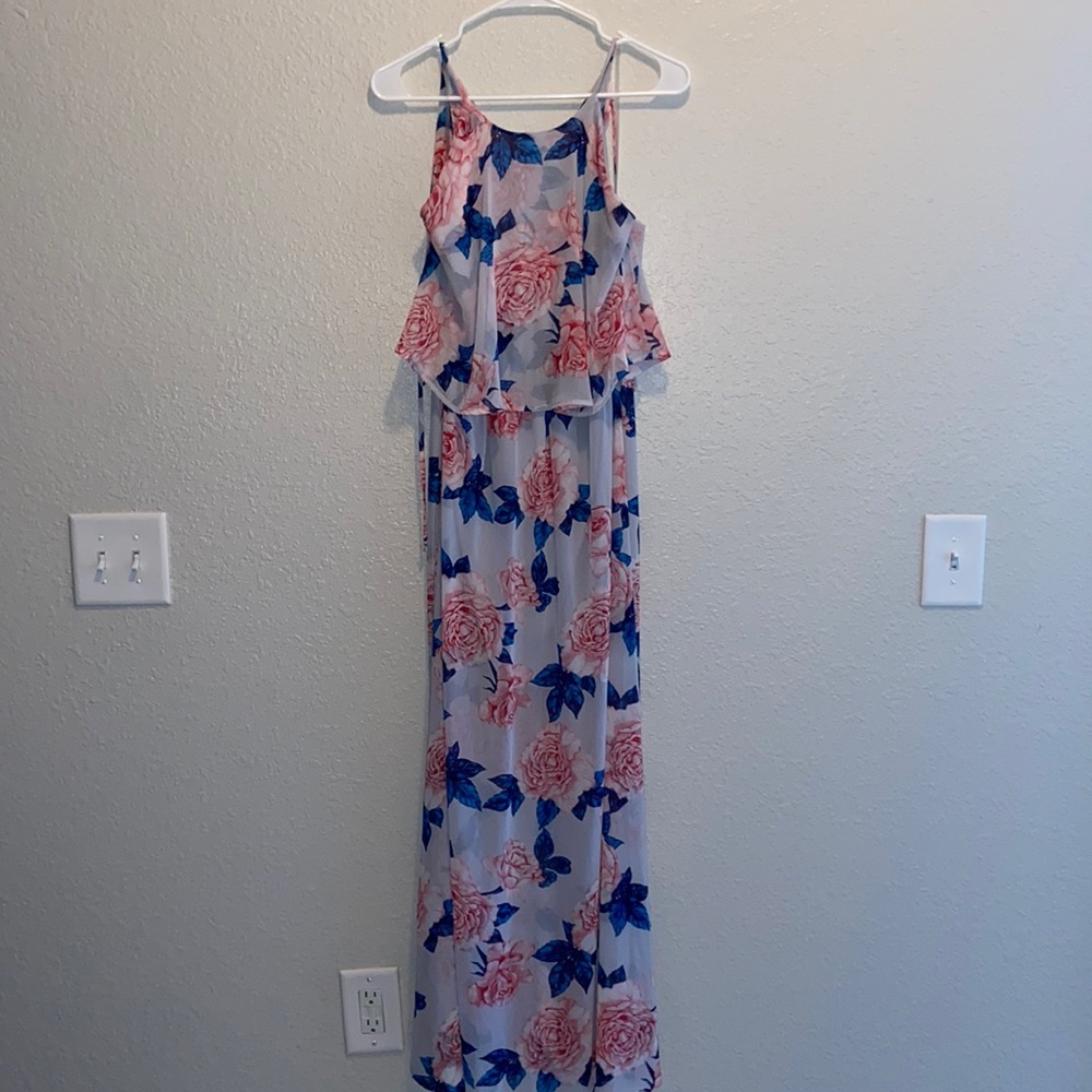 Full Length Floral Dress. Worn Once. Like New.